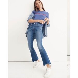 Madewell Cali Demi-Boot Jeans‎ Size 25 High Rise Raw Chew Hem Blue Stretch Denim